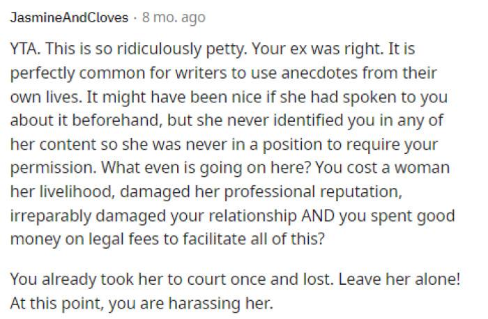 This is definitely petty, and it's insane that she actually sued her girlfriend and her job because of this.