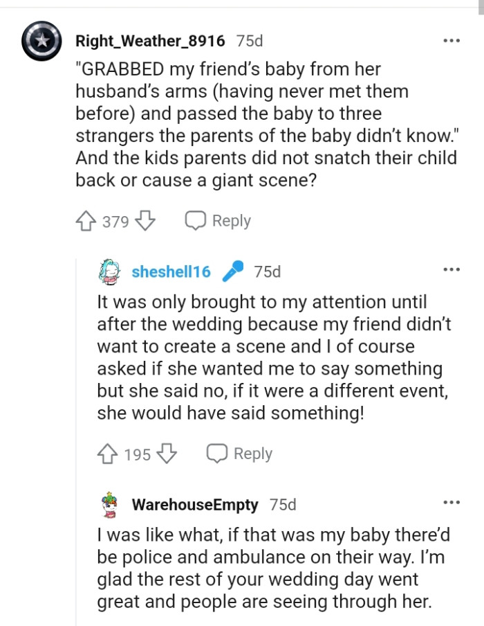 So the kid's parents didn't grab the child back or cause a giant scene?