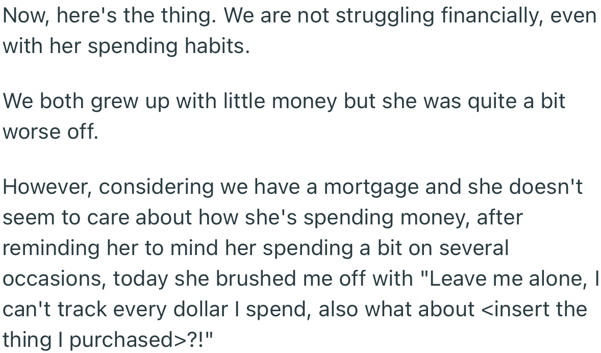 OP Tried Advising His Wife to Curtail Her Spending, to No Avail
