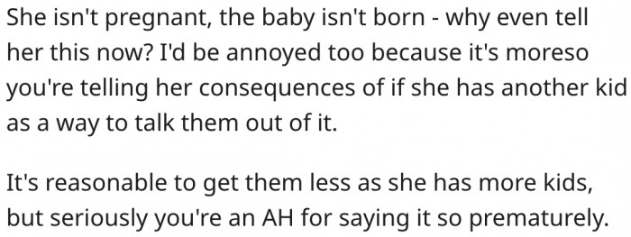 12. Her aunt isn't even pregnant yet, so why the rush?