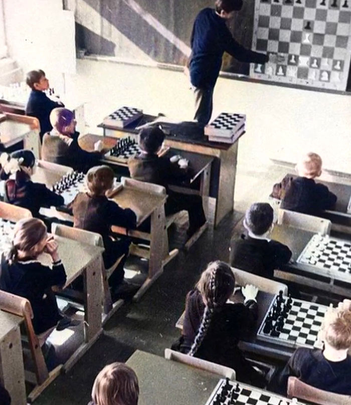 Chess Lesson In A School Pskóv, USSR, 1975