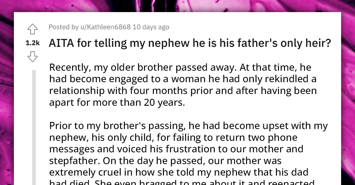 Sneaky Grandma Cruelly Tells Her Grandson of His Father's Death and Lies to Him About the Estate He Left So She Can Swoop In and Take His Inheritance