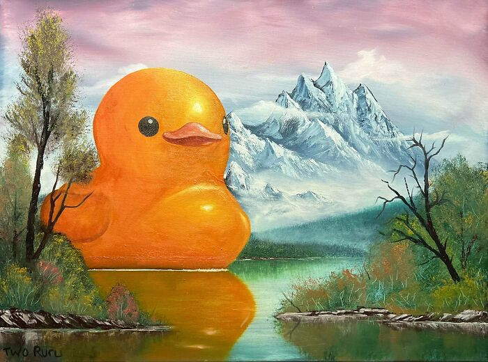 "I Put A Mountain-Sized Duck In The Lake Of My Bob Ross Paint-A-Long"