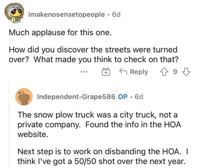 The next step is to work on disbanding the HOA