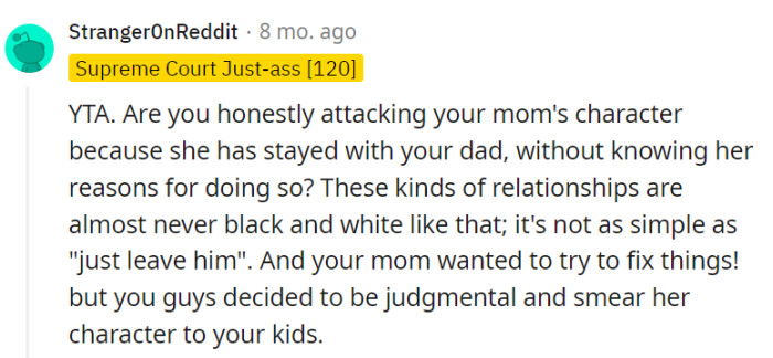 It's unfortunate that many women find themselves in situations like this, but we can never really judge them for their decisions.
