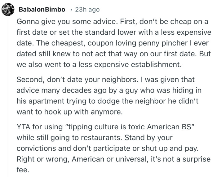 “Stand by your convictions and don’t participate or shut up and pay.”