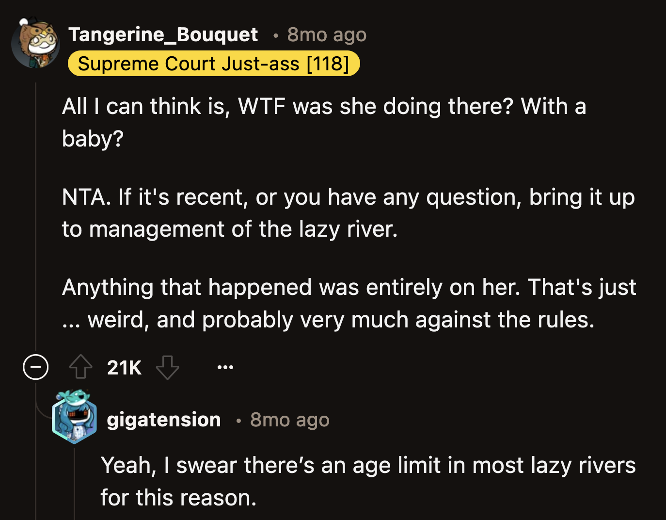 Her worst offense was endangering her baby and blaming other people for it.
