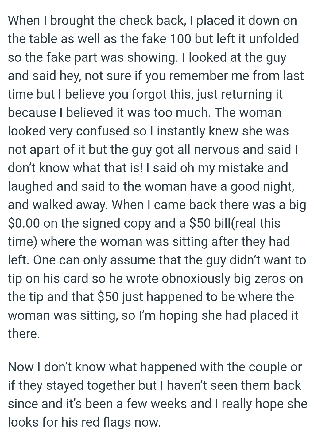 One can only assume that the guy didn’t want to tip on his card