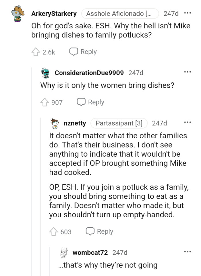 Why is it only the women that brings dishes?