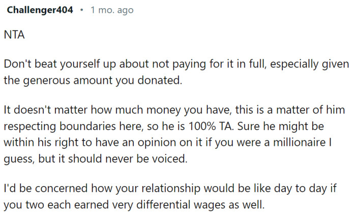 OP already donated a generous amount...