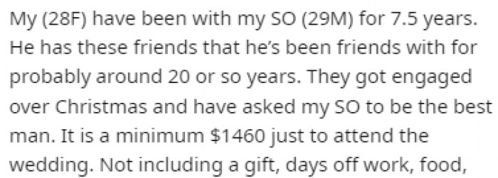 OP has been together with her boyfriend for over 7 years, but he's known his best friend for about 20 years
