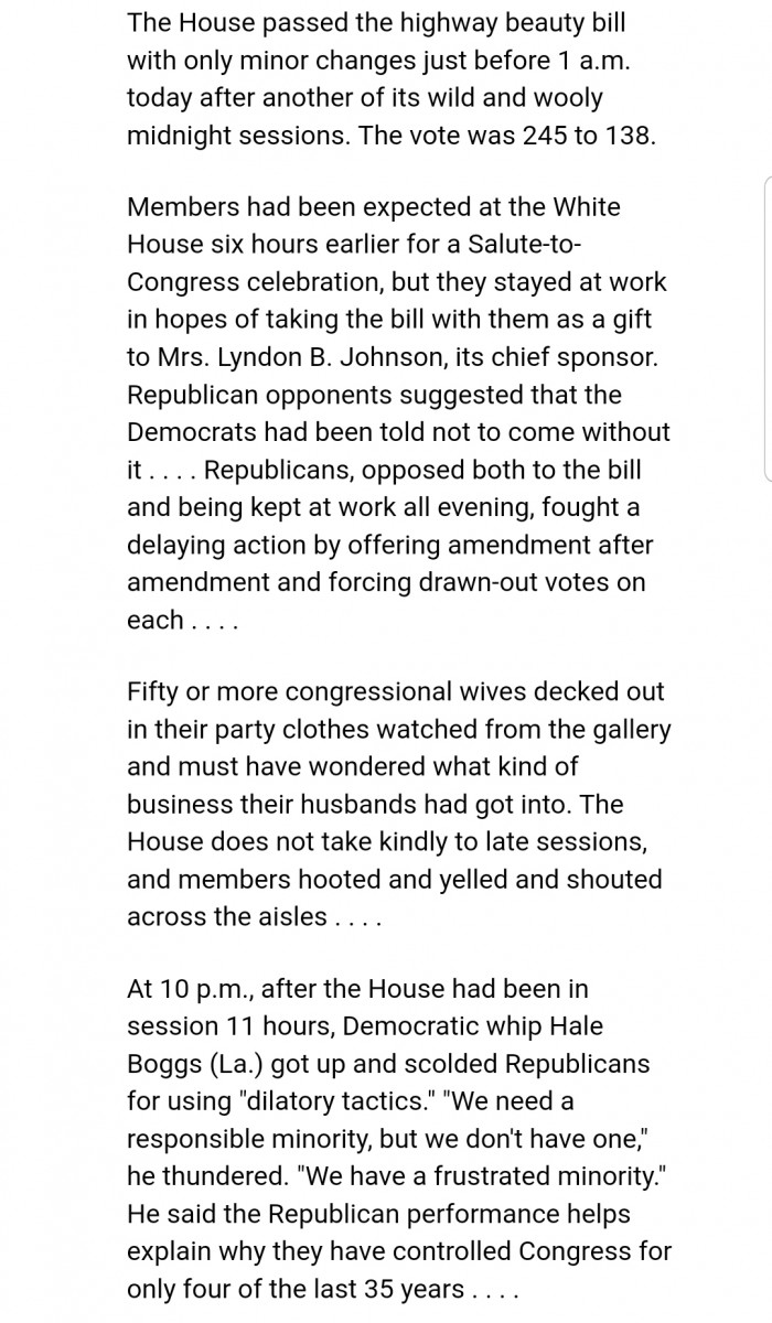 Excerpts from an account by The Washington Post of how House passage came about in the early morning hours of October 8, 1965:
