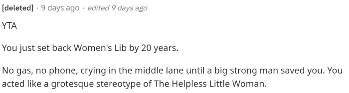 This comment went right for OP and told her that she was TA and reacted horribly.