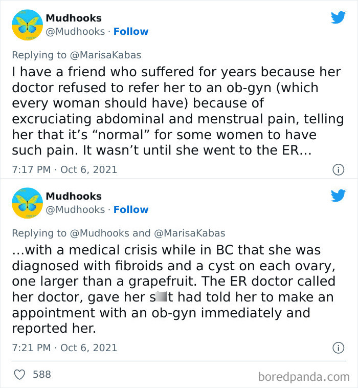 9. She was diagnosed with a fibroid and a cyst