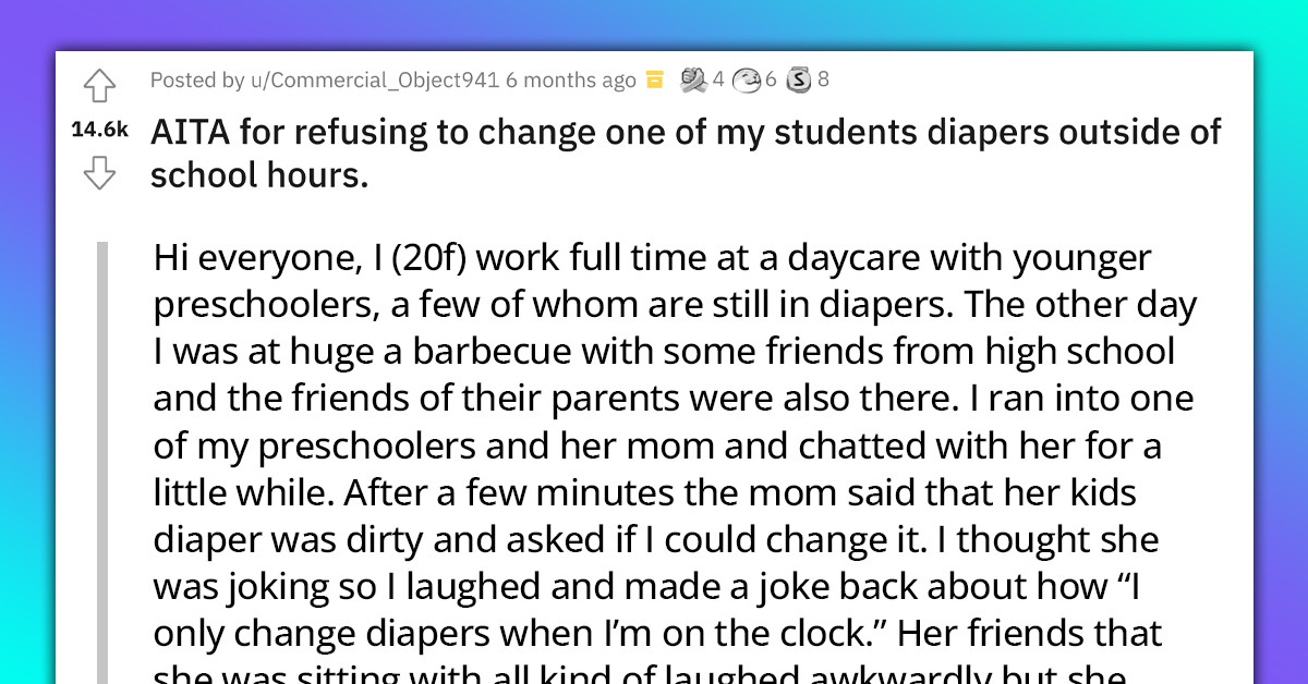 Germaphobe Mom Bumps Into Daycare Teacher At A Party, Requests That She Change Her Kid's Diaper