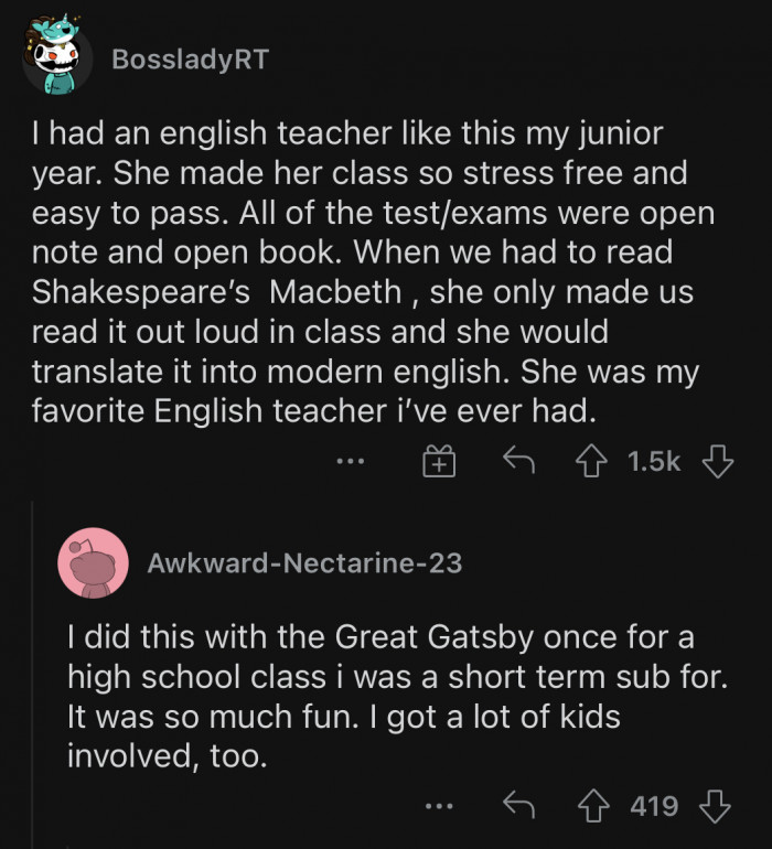 These people were lucky to have such chill teachers.