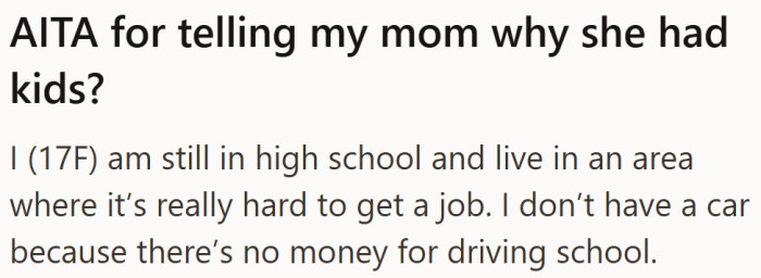 Just trying to finish high school while juggling grown-up problems she never asked for.