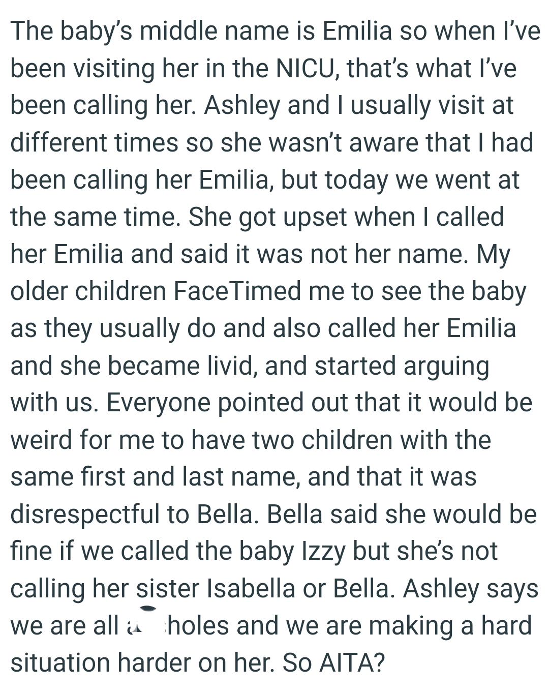 Everyone pointed out that it would be weird for the OP to have two children with the same first and last name