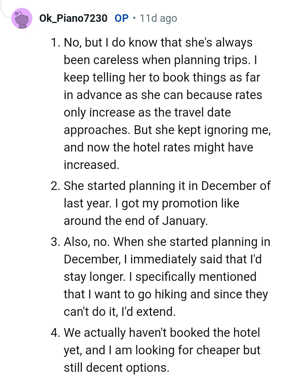 And the OP was happy to answer them