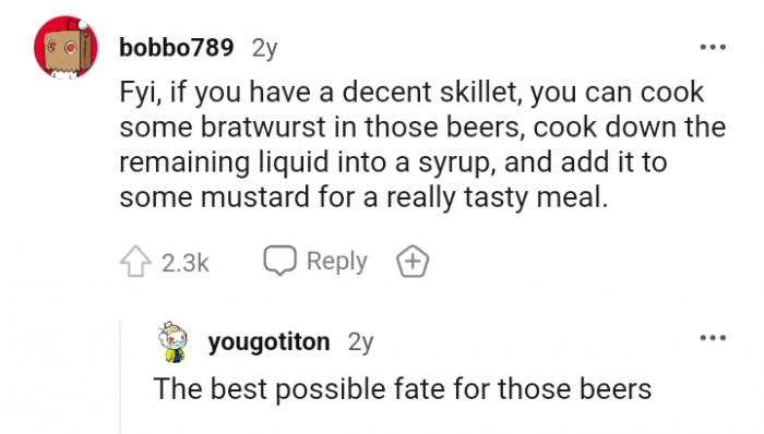 This Redditor is giving the OP tips on how to make use of the beer