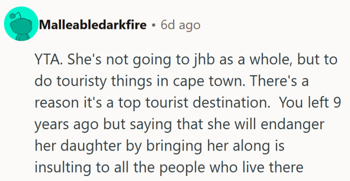 Some felt her concern went too far, reading it as an unfair generalization about a city millions call home.