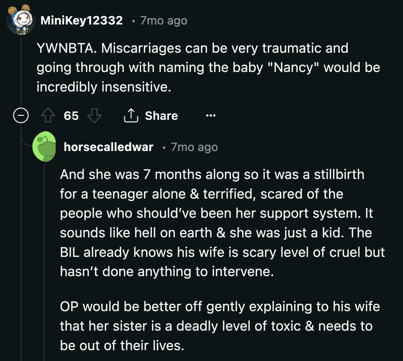 Did his wife's family even consider the horror of what she, as a teenager, faced alone?