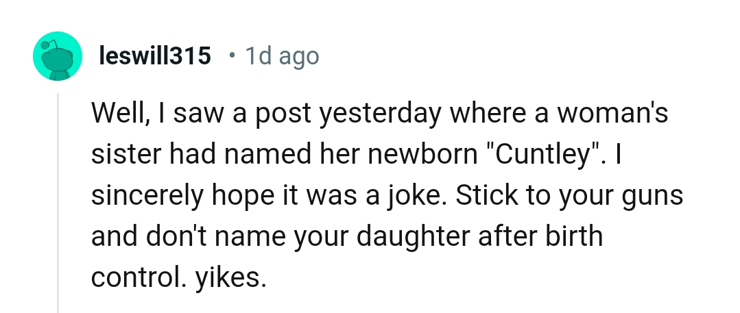 The OP Shouldn't Name Her Daughter After a Birth Control