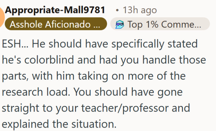 Both people in this group project situation are equally at fault