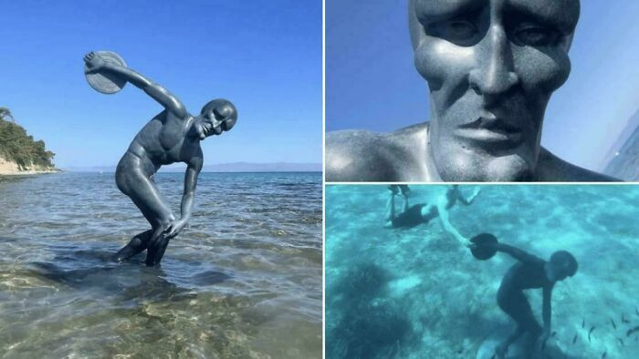 "Seattle artist Sunday Nobody spent $25,000 to create a bronze statue combining ancient Greek Discobolus with Handsome Squidward’s face."