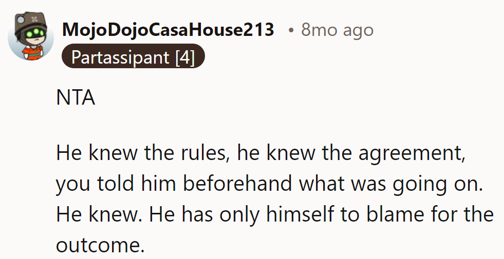 He had the playbook and got the warning, but he still fumbled the ball. All on him.