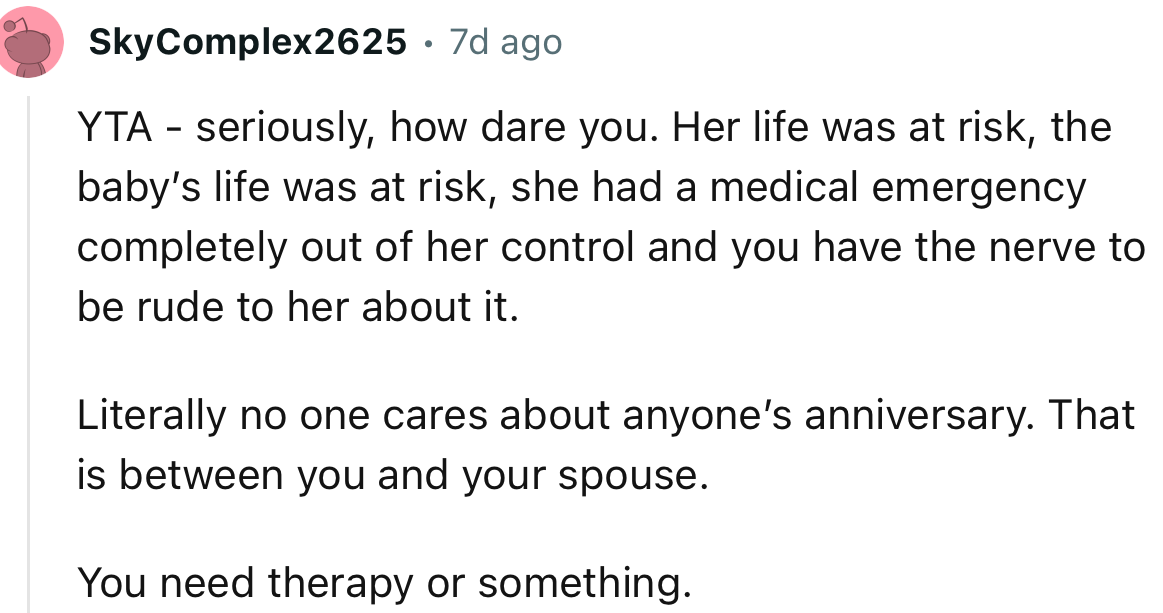 “Literally no one cares about anyone’s anniversary. That is between you and your spouse.”