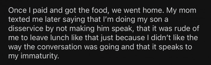 OP paid for her food and left the restaurant.