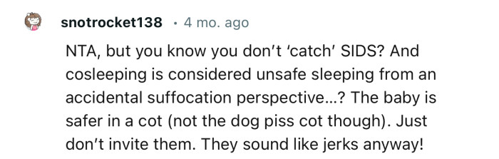 “Co-sleeping is considered unsafe sleeping from an accidental suffocation perspective.”