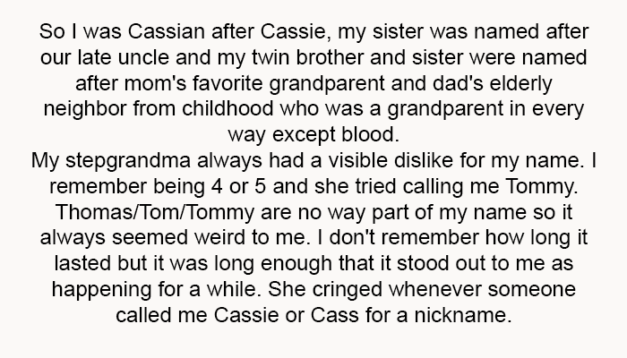 My Stepgrandma Always Had a Visible Dislike for My Name