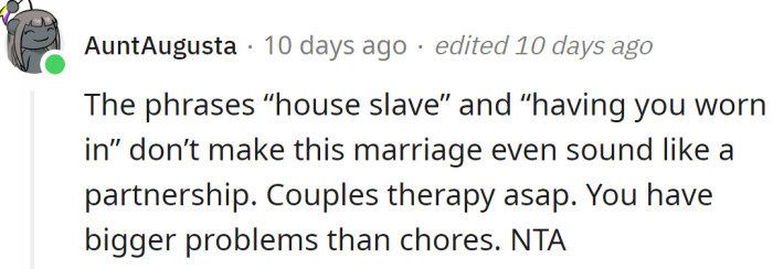 They have much bigger problems than chores