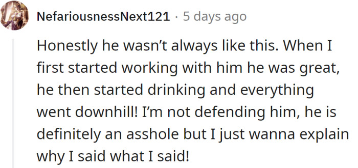 The OP also explained why John's manners went downhill