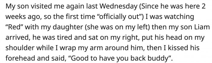 One day, OP was watching a movie with his daughter when Liam visited, and like usual, he showed affection