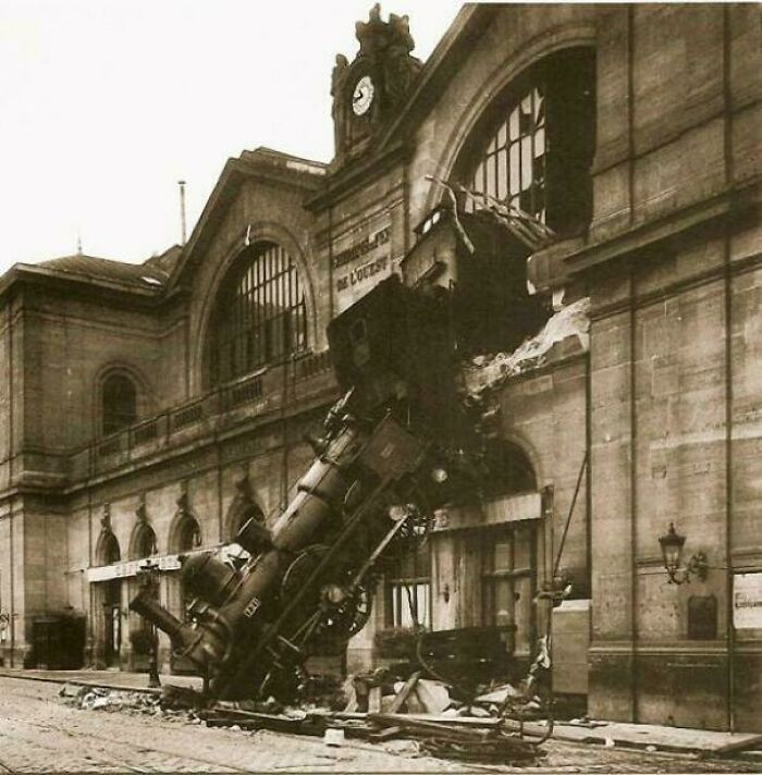 Gare Montparnasse In Paris, France, Made Headlines Worldwide On October 22, 1895, When The Granville Express, A Few Minutes Late, Pulled Into The Station Too Fast And Crashed Through The Station Wall