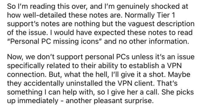 OP was wondering how some of her PC icons were missing, and he was surprised by how detailed the report was.