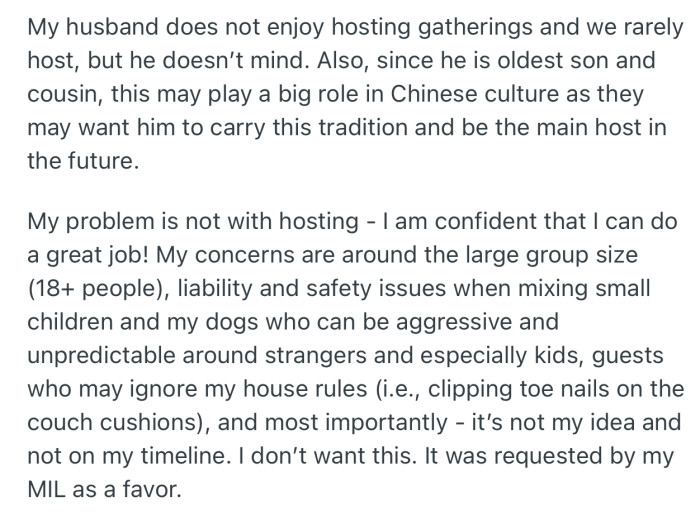 OP has a lot of concerns about hosting her husband’s large family for Chinese New Year celebration