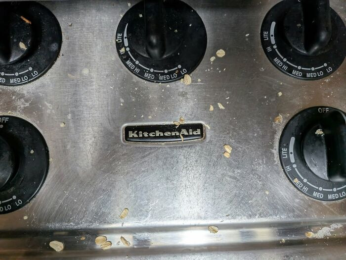 Of All The Counter Space In The Kitchen, This Is Where He Makes His Overnight Oats And Always Leaves A Present For Me