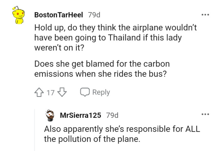 Does she also get blamed while riding the bus?