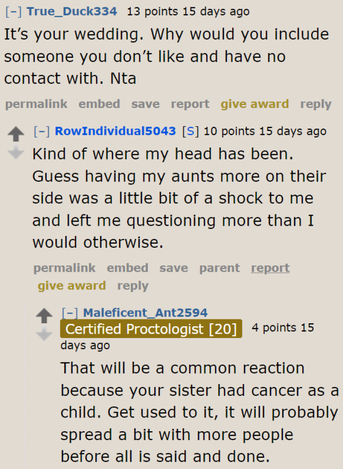 This is the reality that the OP has to live with in this family: they will always try to prioritize his sister, who has suffered from leukemia.