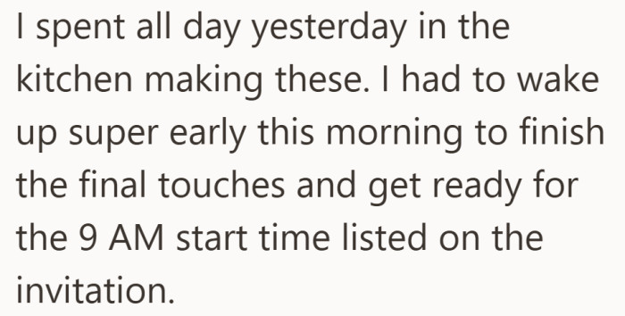 After hours in the kitchen and a pre-dawn wake up call, she arrived right on time.