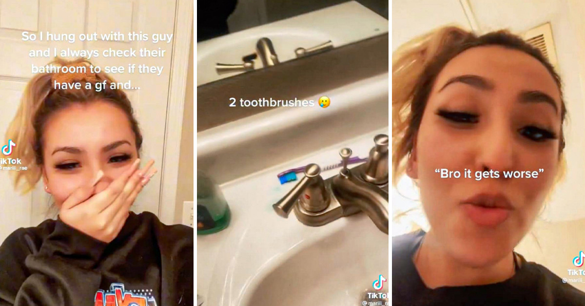 Woman Snoops Around Her Date's Bathroom To Find Out If He Has A GF, And The Evidence Was There