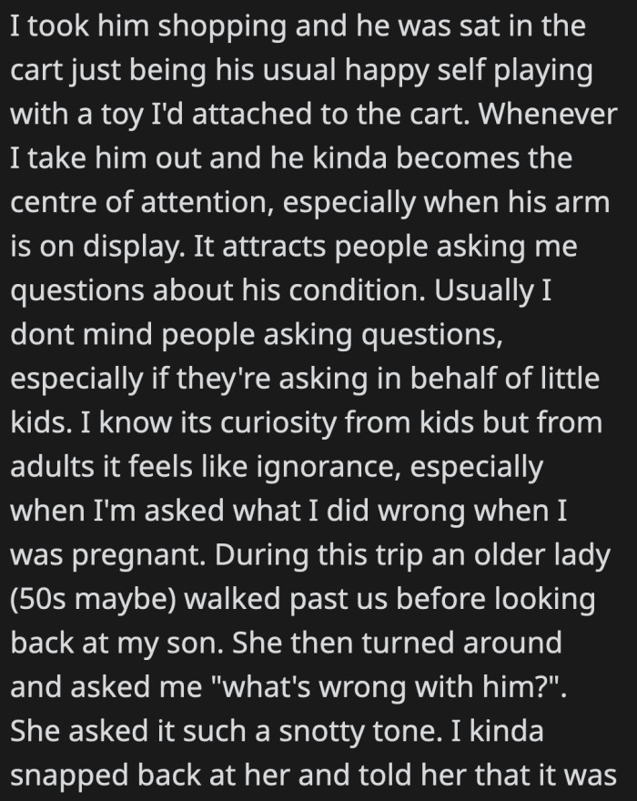 OP was used to her son gaining attention because of his appearance