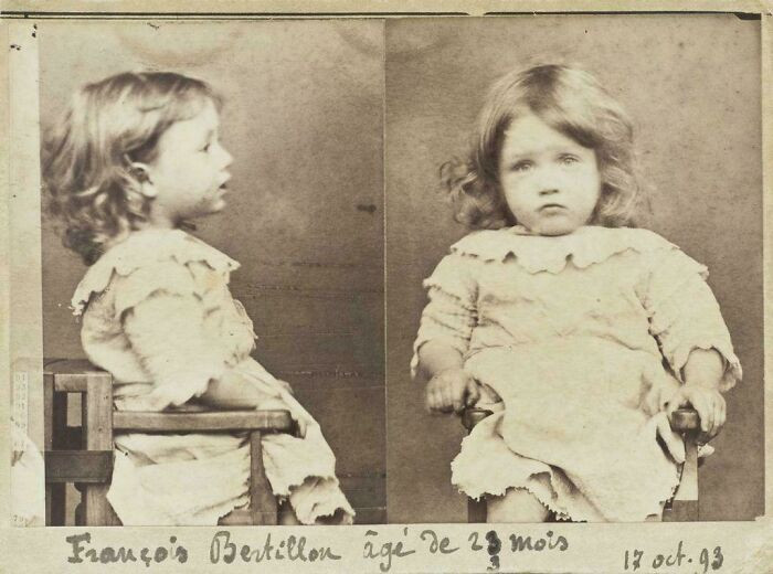 "Alphonse Bertillon, The French Detective Who Invented The Mugshot, Tried The Technique Out In His Young Daughter, 23-Month-Old François, In October Of 1893"