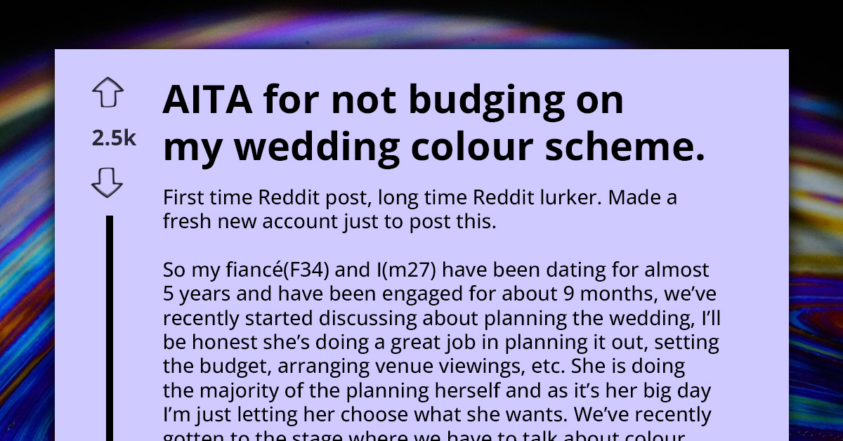 Redditor Asks If He's Wrong For Refusing To Budge On Having "Cadbury Purple" As Wedding Color Scheme