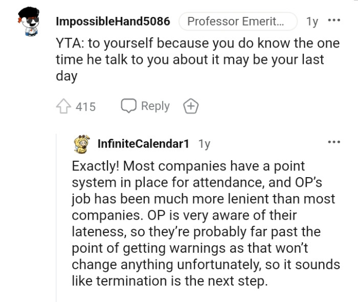 Most companies have a point system