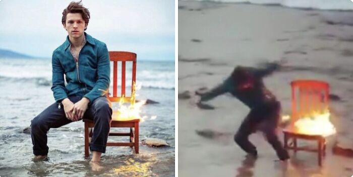 "Posing On A Flaming Chair For A Cool Photo"